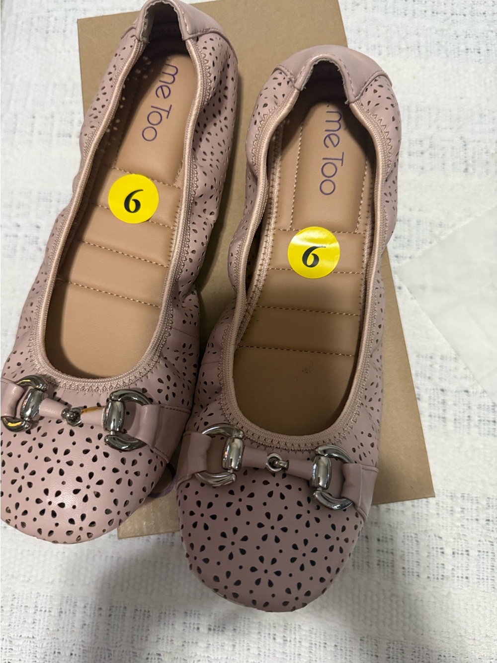 Like new me too Blush Pink Perforated Ballet Flats with Metal Bit